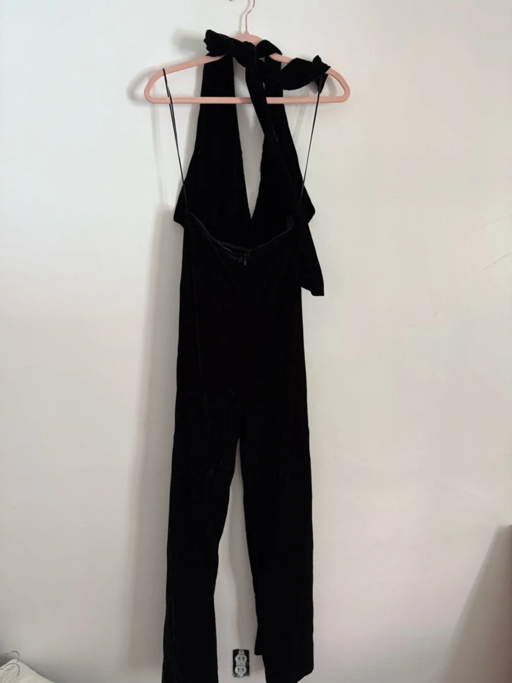 ZARA Black Velvet Halter Wide-Leg Jumpsuit - Picture 7 of 7